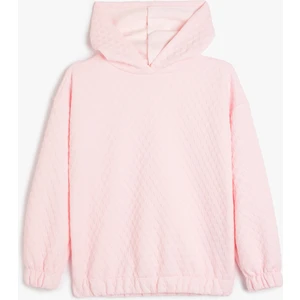 Uzun Kollu Viskon Karışımlı Basic Kapşonlu Sweatshirt