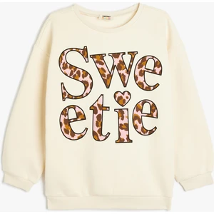 Slogan Baskılı Uzun Kollu Bisiklet Yaka Sweatshirt