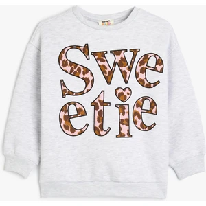 Slogan Baskılı Uzun Kollu Bisiklet Yaka Sweatshirt