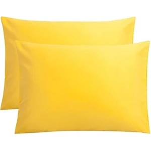 More Home  Sarı Renkli Pamuklu Kumaştan Kapaklı Yastık Kılıfı (2 Adet) 50  x  70  cm