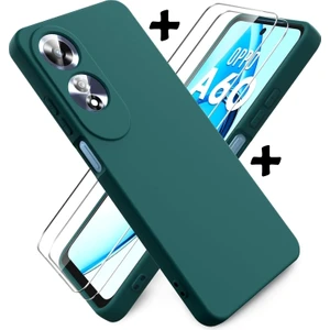 M.TK Moveteck Oppo A60 Kılıf Kamera Korumalı Yumuşak Renkli Silikon + 9h Ekran Koruyucu Cam 2in1 Set