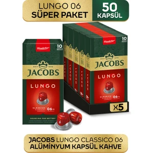 Lungo 6 Classic Nespresso Uyumlu Alüminyum Kapsül Kahve 10 Adet X 5 Paket