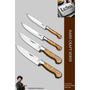 Hand Craft Mutfak Bıçak Seti Et Ekmek Sebze Bıçağı 4 Lü Set Günlük Kullanım ( Mtf-036 )