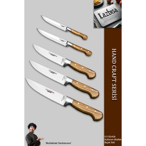 Hand Craft Mutfak Bıçak Seti Et Ekmek Sebze Bıçağı 5 Li Set Günlük Kullanım ( Mtf-037 )