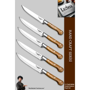 Hand Craft Mutfak Bıçak Seti Et Ekmek Sebze Meyve Doğrama Bıçağı 5 Li Günlük Kullanım ( Mtf-051 )