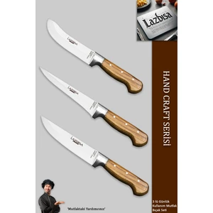 Hand Craft Mutfak Bıçak Seti Et Ekmek Sebze Bıçağı 3 Lü Set Günlük Kullanım ( Mtf-033 )
