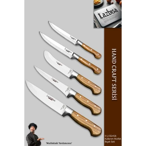 Hand Craft Mutfak Bıçak Seti Et Ekmek Sebze Bıçağı 5 Li Set Günlük Kullanım ( Mtf-037 )