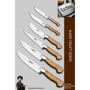 Hand Craft Mutfak Bıçak Seti Et Ekmek Sebze Bıçağı 6 Lı Set Günlük Kullanım ( Mtf-038 )