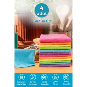 Grimor Life 4'lü Mikrofiber Temizlik Bezi 30x30 cm