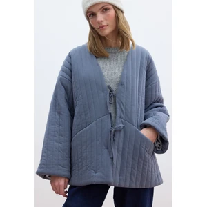 Kapitone Bağlamalı Mont Indigo