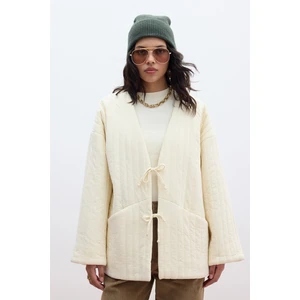 Kapitone Bağlamalı Mont Vanilya