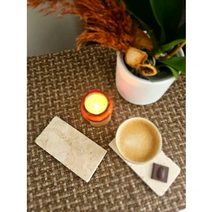 Traverten Bardak Altlığı (Doğal Taş) 2 Li Set (7.5 x 15  cm )