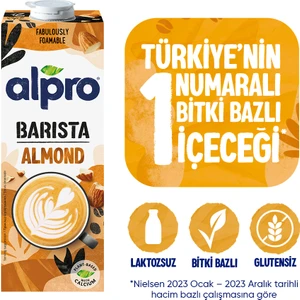 Barista Badem Sütü 1 L Vegan Laktozsuz Bitkisel Bazlı