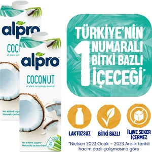 Hindistan Cevizi Sütü 2x1 L Vegan Laktozsuz Bitkisel Bazlı