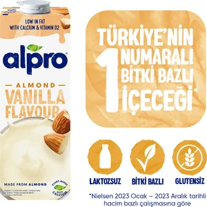 Vanilya Badem Sütü 1 L Vegan Laktozsuz Bitkisel Bazlı