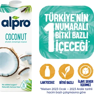 Hindistan Cevizi Sütü 1 L Vegan Laktozsuz Bitkisel Bazlı