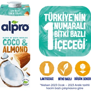 Hindistan Cevizi Badem Sütü 1 L Vegan Laktozsuz Bitkisel Bazlı