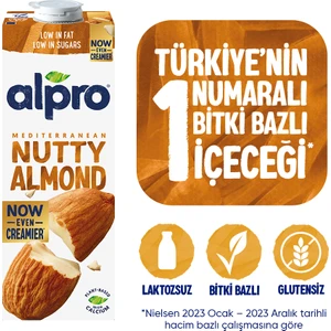 Badem Sütü 1 L Vegan Laktozsuz Bitkisel Bazlı