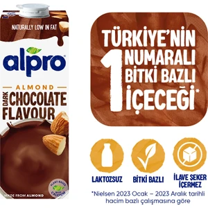 Bitter Çikolata Badem Sütü 1 L Vegan Laktozsuz Bitkisel Bazlı