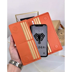Fil Deri Telefon Bölmeli Cüzdan Hakiki Deri Cüzdan Çok Bölmeli El Tutamaçlı