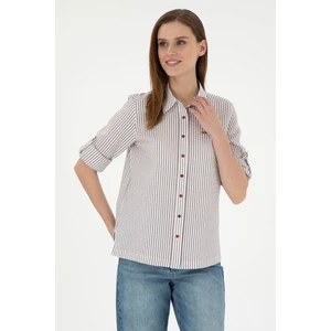 U.S. Polo Assn. Kadın Bordo Gömlek Desenli 50297106-VR014