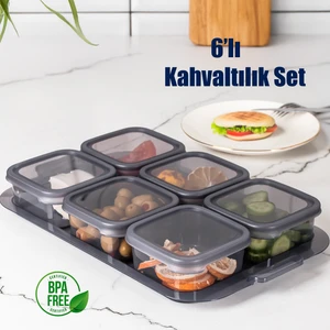 Tepsili Kahvaltılık Kapaklı Kahvaltılık 6 Bölmeli Sızdırmaz Kapaklı Bölmeli Füme