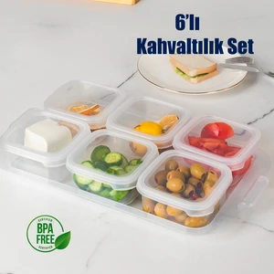 Tepsili Kahvaltılık Kapaklı Kahvaltılık 6 Bölmeli Sızdırmaz Kapaklı Bölmeli Şeffaf