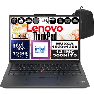 Thinkpad E14 Gen6 Intel Core Ultra 7 155H Ddr5 48GB 1tb SSD Intel® Aı Boost 14" Wuxga IPS Windows 11 Pro Taşınabilir Bilgisayar 21M70031TXP18 + Zetta Çanta