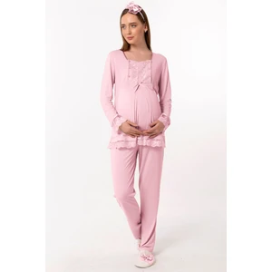 Pembe Hamile Lohusa Pijama Takımı