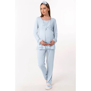 Mavi Hamile Lohusa Pijama Takımı