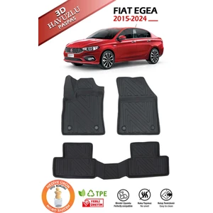 Havuzlu 3D Siyah Paspas Takımı, Fiat Egea 2015-2024  3D Havuzlu Paspas, Hediyearaç Kokusu