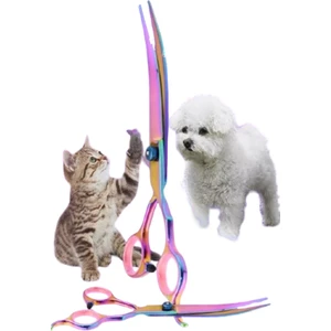 7 Inç Kavisli Kedi Köpek Ponpon Makası Açılı Kesim Makası