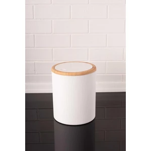 Sallanır Kapaklı ve Bambu Desen Detaylı Banyo ve Mutfak Tezgah Üstü Çöp Kovası 6 Lt Beyaz