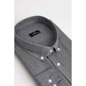 Erkek Big Size Büyük  Beden Pamuklu Kolay Ütü Siyah Düğmeli Yaka Gömlek