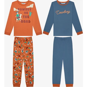Uzun Kollu Erkek Çocuk Cowboy 2li Çok Renkli Pijama Takımı