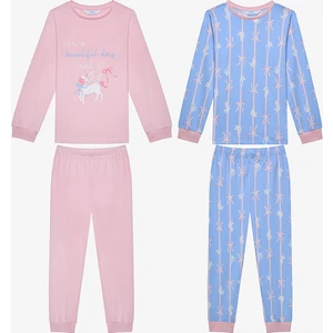 Pamuklu Kız Çocuk Bowtiful 2li Çok Renkli Pijama Takımı