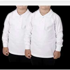 Unısex Çocuk Polo Yaka Düz Renk Uzun Kol 2'li Normal Kalıp Okul