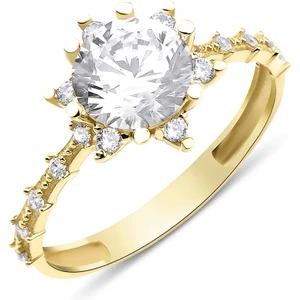 Fiyonk Kuyumculuk 14 Ayar Altın Sarı Lotus Tektaş Yüzük