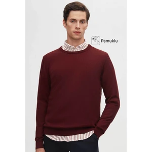 Regular Fit Bordo Pamuk Karışımlı Triko Kazak 5HF06ORT12004