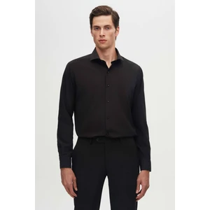 Slim Fit Siyah Italyan Yaka Dar Kesim Klasik Kravatlık Uzun Kollu Kolay Ütülenebilir Nefes 2HF02ORT4185