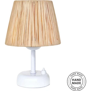 Rafya Hasır Ledli Pilli Abajur Gece Lambası El Yapımı Masaüstü