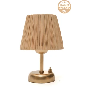 Rafya Hasır Ledli Pilli Abajur Gece Lambası El Yapımı Masaüstü