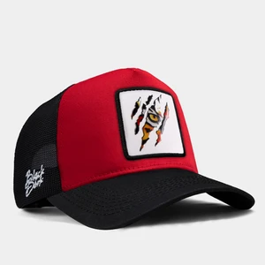 Kaplan Logolu Siyah-Kırmızı Trucker Şapka