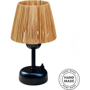 Rafya Hasır Ledli Pilli Abajur Gece Lambası El Yapımı Masaüstü