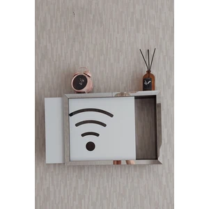 HKM Ticaret Siyah-Gümüş 25 x 35 x 7  cm  Wifi Amblemli Duvara Asılabilir Sigorta ve Modem-Wifi Saklama Kutusu! Saklama Kutusu