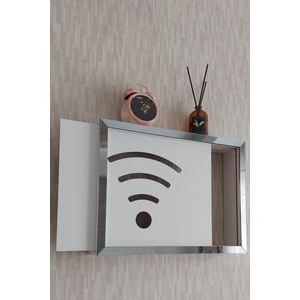 HKM Ticaret Beyaz-Füme 25 x 35 x 7  cm  Wifi Amblemli Duvara Asılabilir Sigorta ve Modem-Wifi Saklama Kutusu! Saklama Kutusu