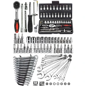 Spech Power 58 Parça 46MINI Lokma Takımı Otomatik Cırcırlı 1/4" 12 Parça Kombine Açık Ağız-Yıldız Anahtar Takım