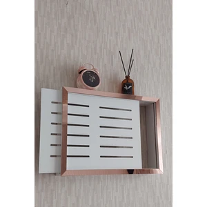 HKM Ticaret Beyaz-Rose 25 x 35 x 7  cm  Izgaralı Duvara Asılabilir Sigorta ve Modem-Wifi Saklama Kutusu! Saklama Kutusu