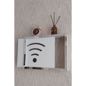 HKM Ticaret Beyaz-Gümüş 25 x 35 x 7  cm  Wifi Amblemli Duvara Asılabilir Sigorta ve Modem-Wifi Saklama Kutusu! Saklama Kutusu