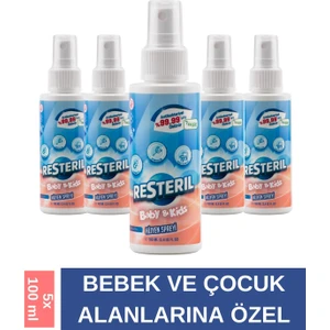 Resteril Hijyen Spreyi Baby&Kids 5X100ml Bebek Biberon Emzik Temizleyici Alkolsüz Dezenfektan Sprey